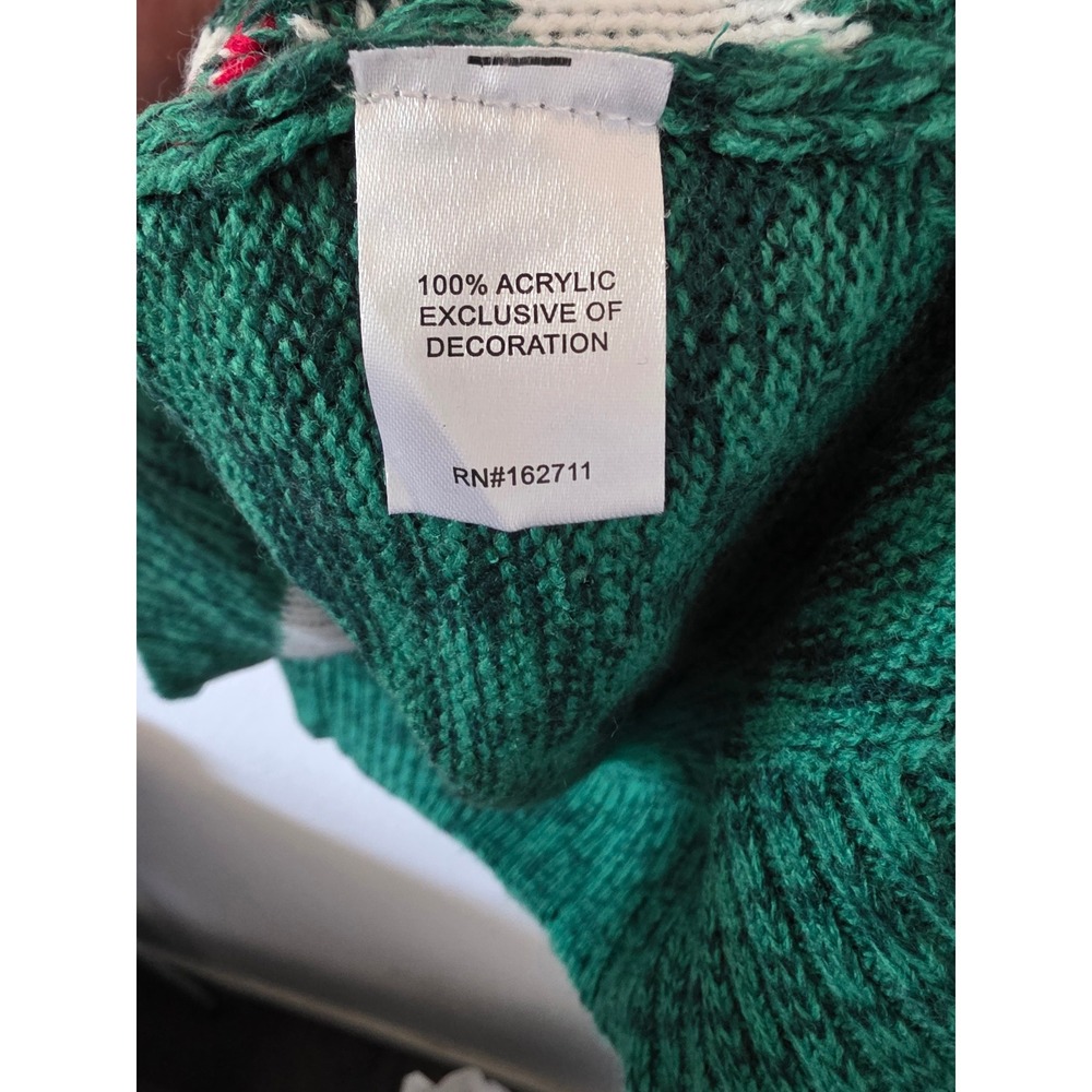 99 Jane Street Meowy Christmas Cat Sweater Green Sequin Jingle Bell Small - Picture 4 of 9